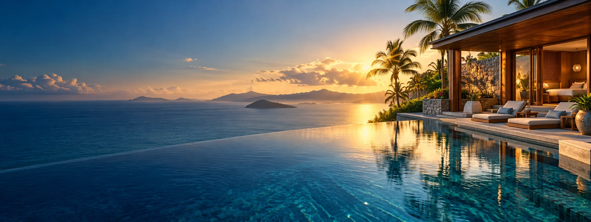 Luxury resort with an infinity pool overlooking the sea